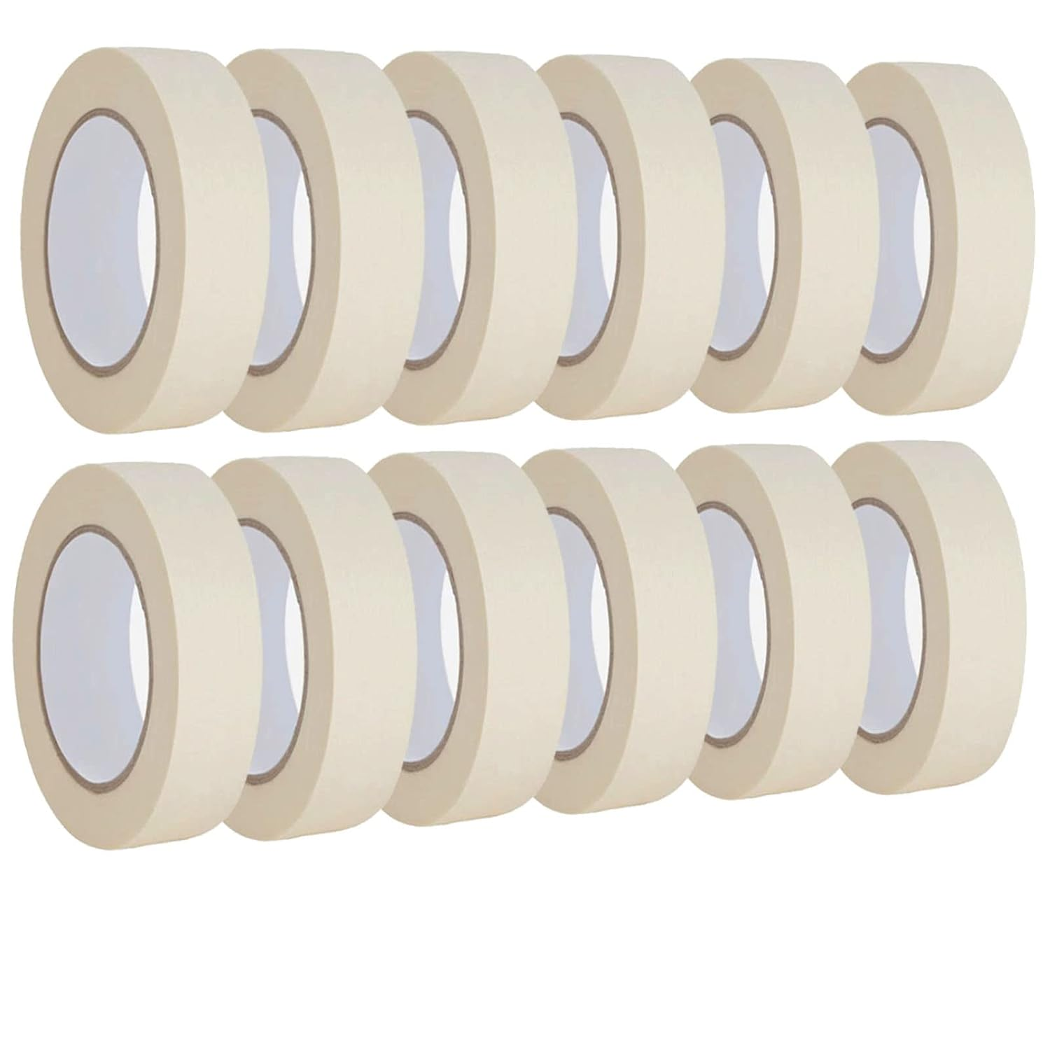 Masking Tape 1 Inch 12 Pack, Adhesive Painting Tape Bulk for General Purpose Use, 1 Inch X 55 Yards X 12 Rolls, 660 Yards in Total