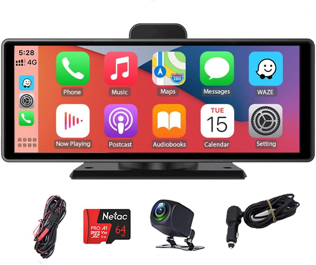 10" Portable Car Radio Touchscreen Dash Cam Wireless Carplay & Android Auto C... - Picture 2 of 14