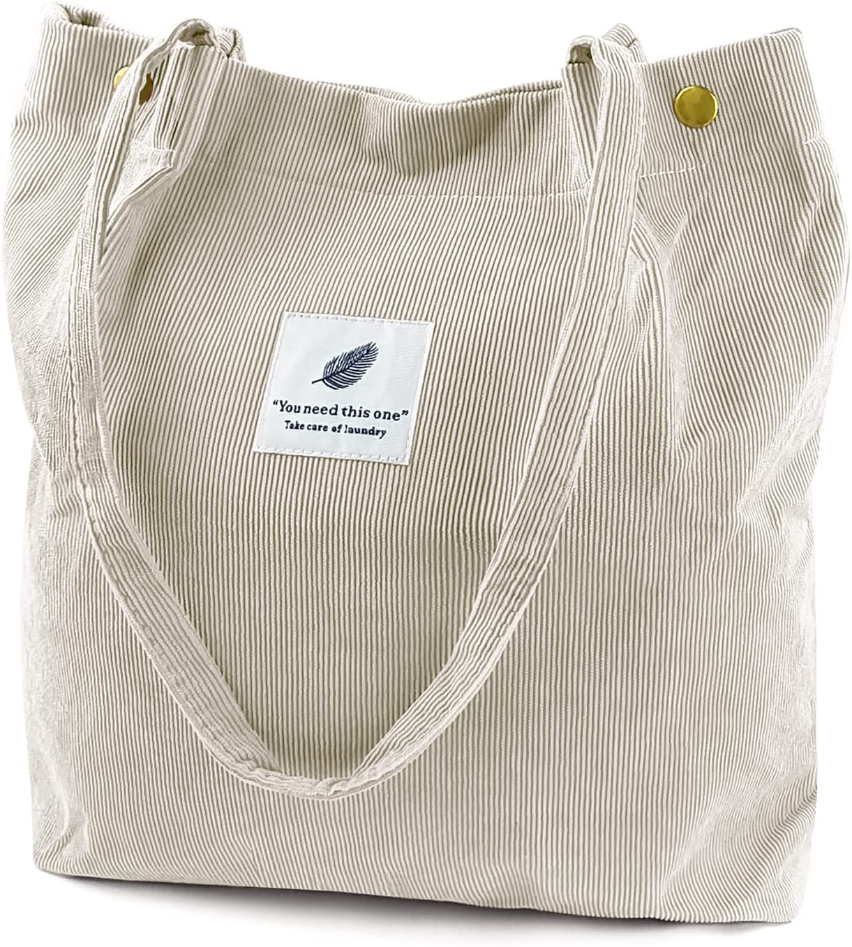 Corduroy Canvas Tote Bag for Women with Inner Pocket