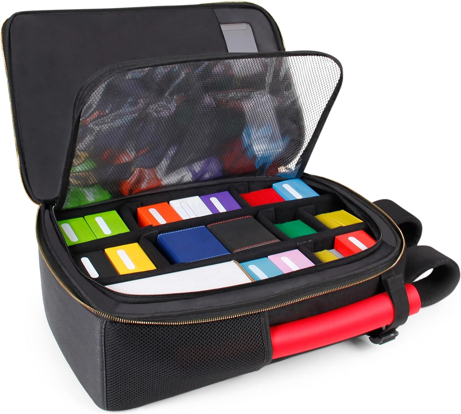 MTG Backpack TCG Card Storage - TCG Backpack for Deck Boxes, Sleeved Cards, Playmats, MTG Accessories - Customizable Organization Protected by Built-In Defender Screen