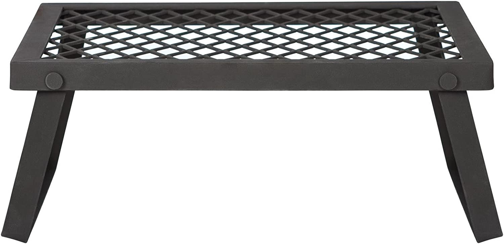 Heavy-Duty Portable Camping Grill Grate for Outdoor Open Flame Cooking, Foldable, Sturdy, 15.9
