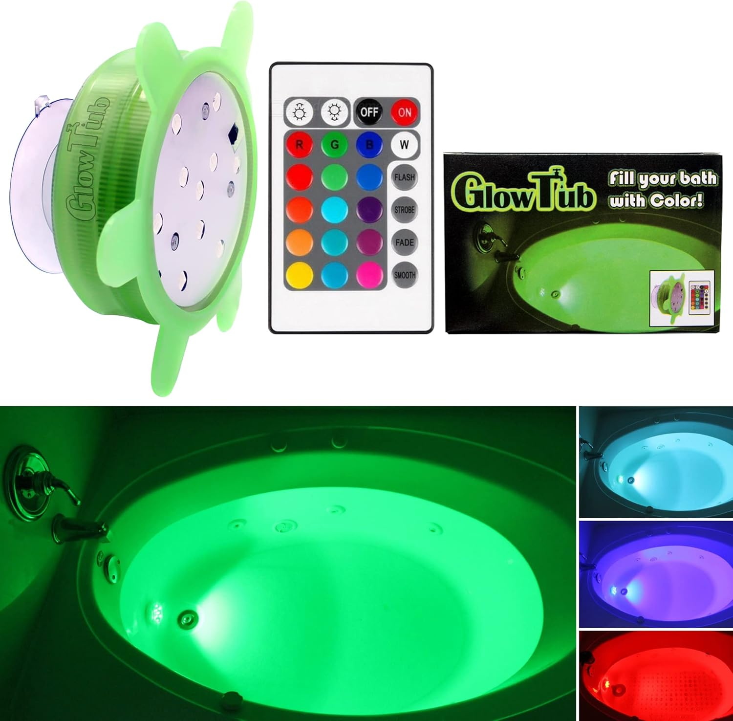 Underwater Remote Controlled LED Color Changing Light for Bathtub or Spa - Battery Operated - Size 2.75 In.