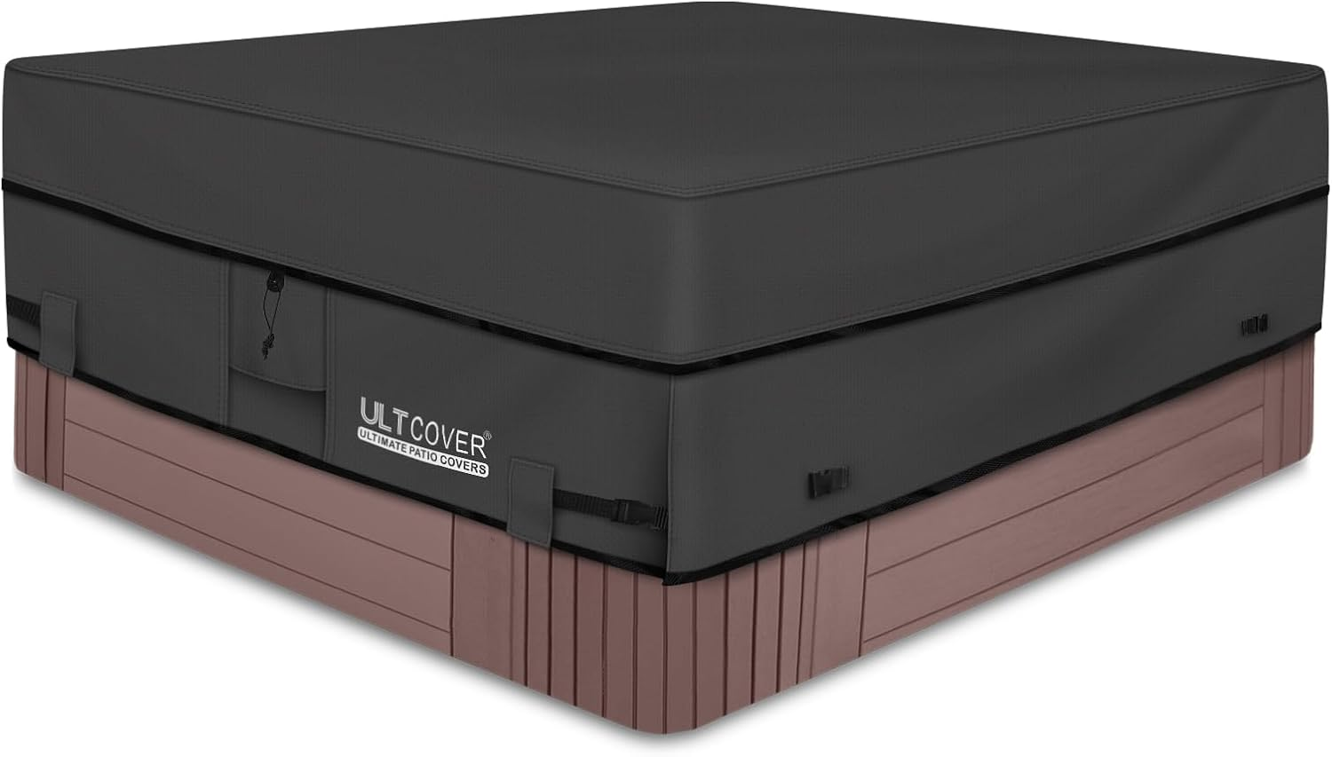 ULTCOVER Waterproof 600D Polyester Square Hot Tub Cover Outdoor SPA Covers 90 X 90 Inch, Black