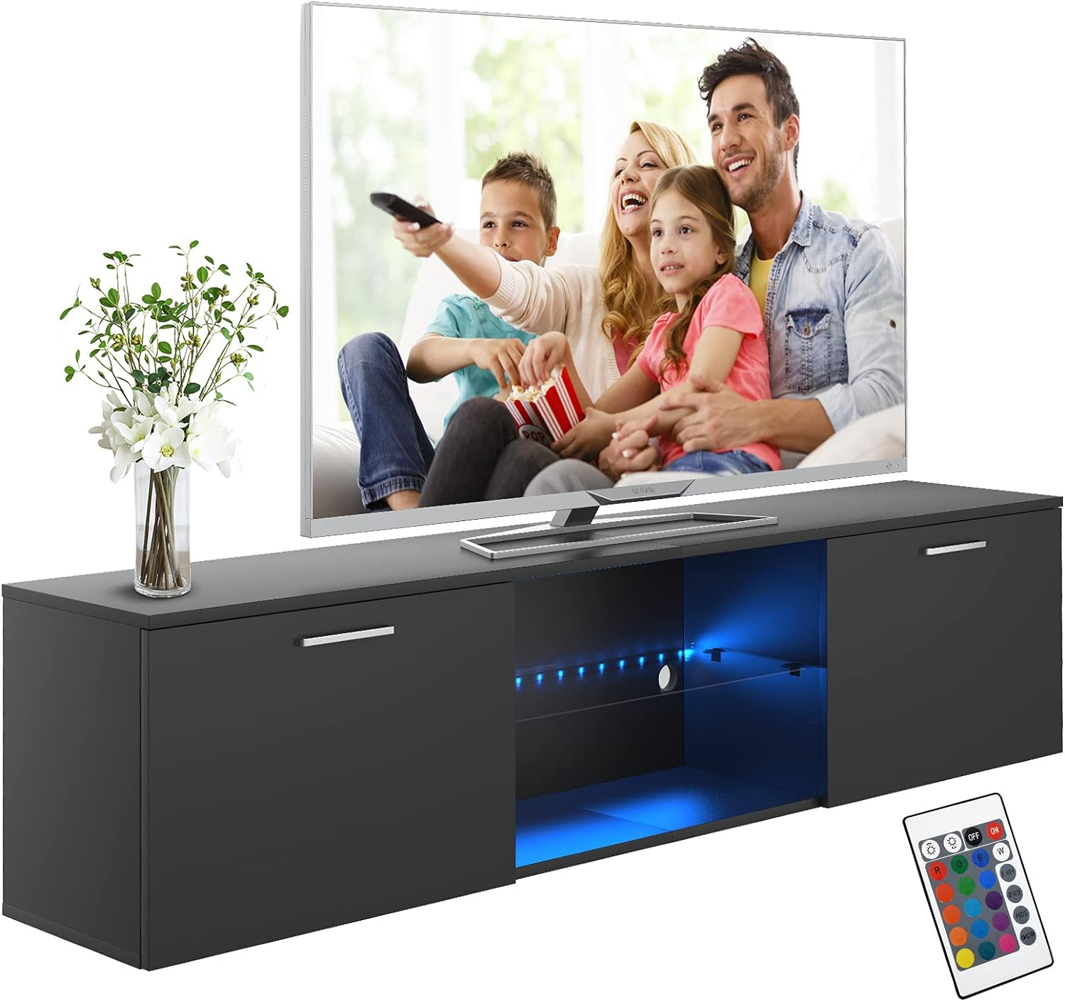 Advwin TV Unit Cabinet, 160cm Entertainment Unit, Wooden TV Stand Cabinet, Mo... - Picture 2 of 13