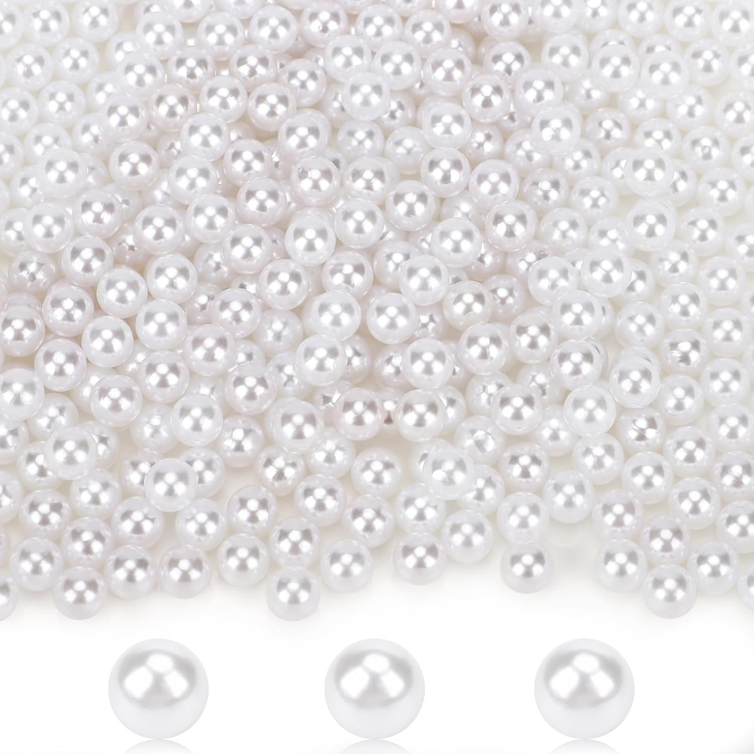 White 1300Pcs Vase Fillers Pearls, 8Mm/0.31In Faux Plastic Pearls for Crafts No Hole, Decorative Bulk Filler Beads for Home Centerpiece, Makeup Brush Holder, Wedding Candles, Table Scatter