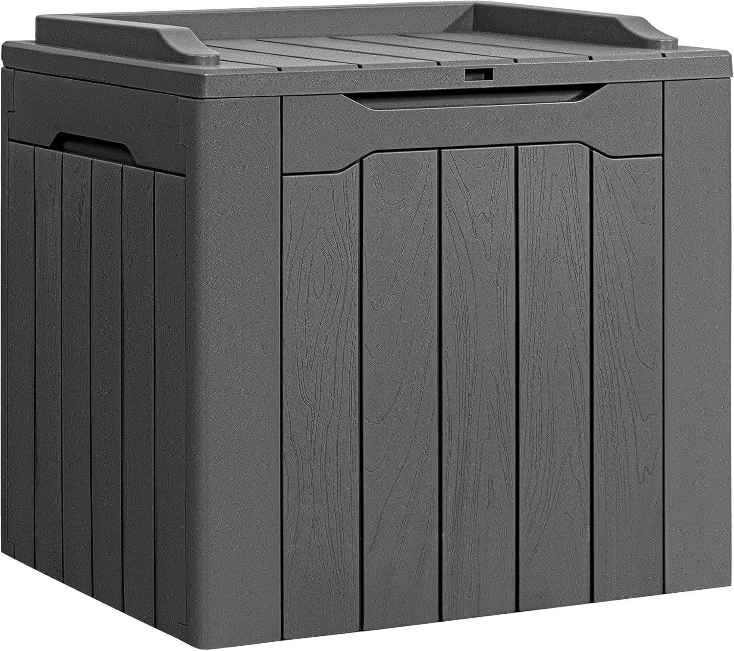 Flamaker Deck Box 31 Gallon Waterproof Resin Small Deck Box with Lid, Indoor Outdoor Package Delivery Box, Organization and Storage for Patio Furniture, Garden Tools, Outdoor Cushions (Grey)