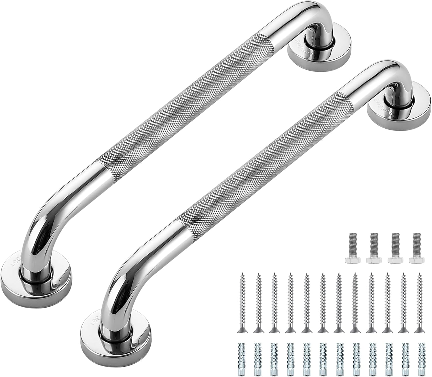 16-Inch Grab Bars for Bathtubs and Showers, Shower Handle for Elderly, Handicap Grab Bars for Bathroom, Shower Grab Bars for Seniors (Polished Nickel 2 Pack)