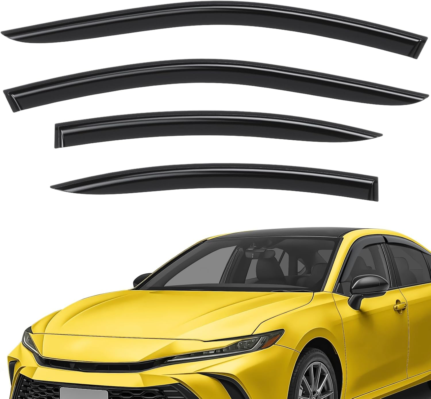Extra Durable Window Deflectors Tape-On Window Visors Rain Guards Fit for Toyota Camry 2025-2026 Sedan, Sun Visors, Wind Vent for Shades, Exterior Car Accessories - 4 Pcs. AG0852