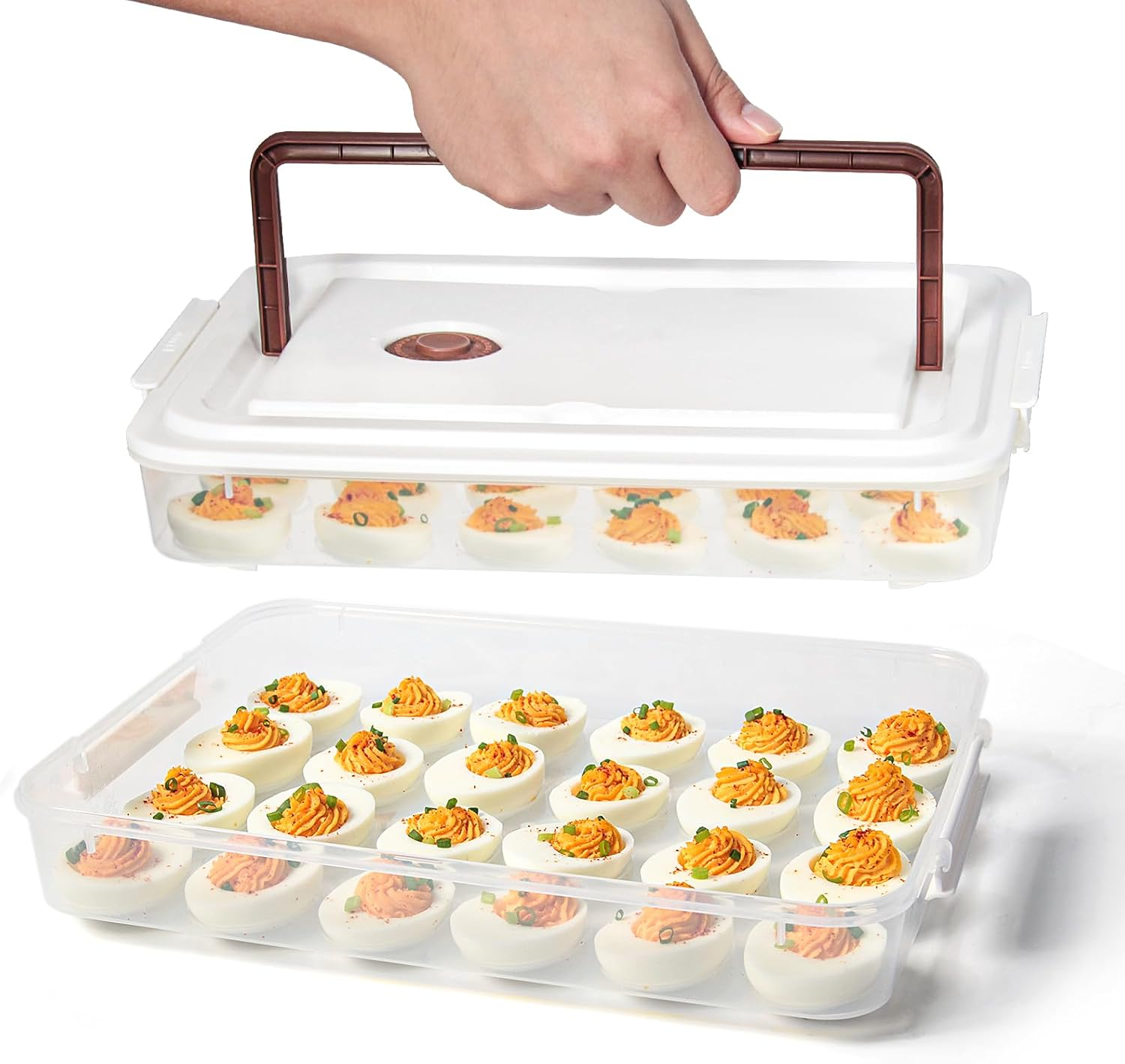 Contenedor de huevos rellenos 2 pack para 48 huevos apilable portatil nevera