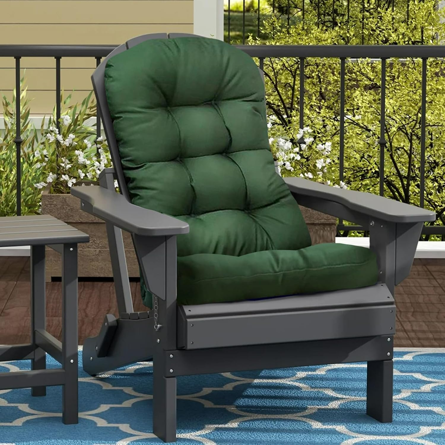 Outdoor Adirondack Chair Cushions Dark Green High Back Rocking Chair Cushion Indoor Soft Thickened Patio Chair Pad for Porch Garden 44