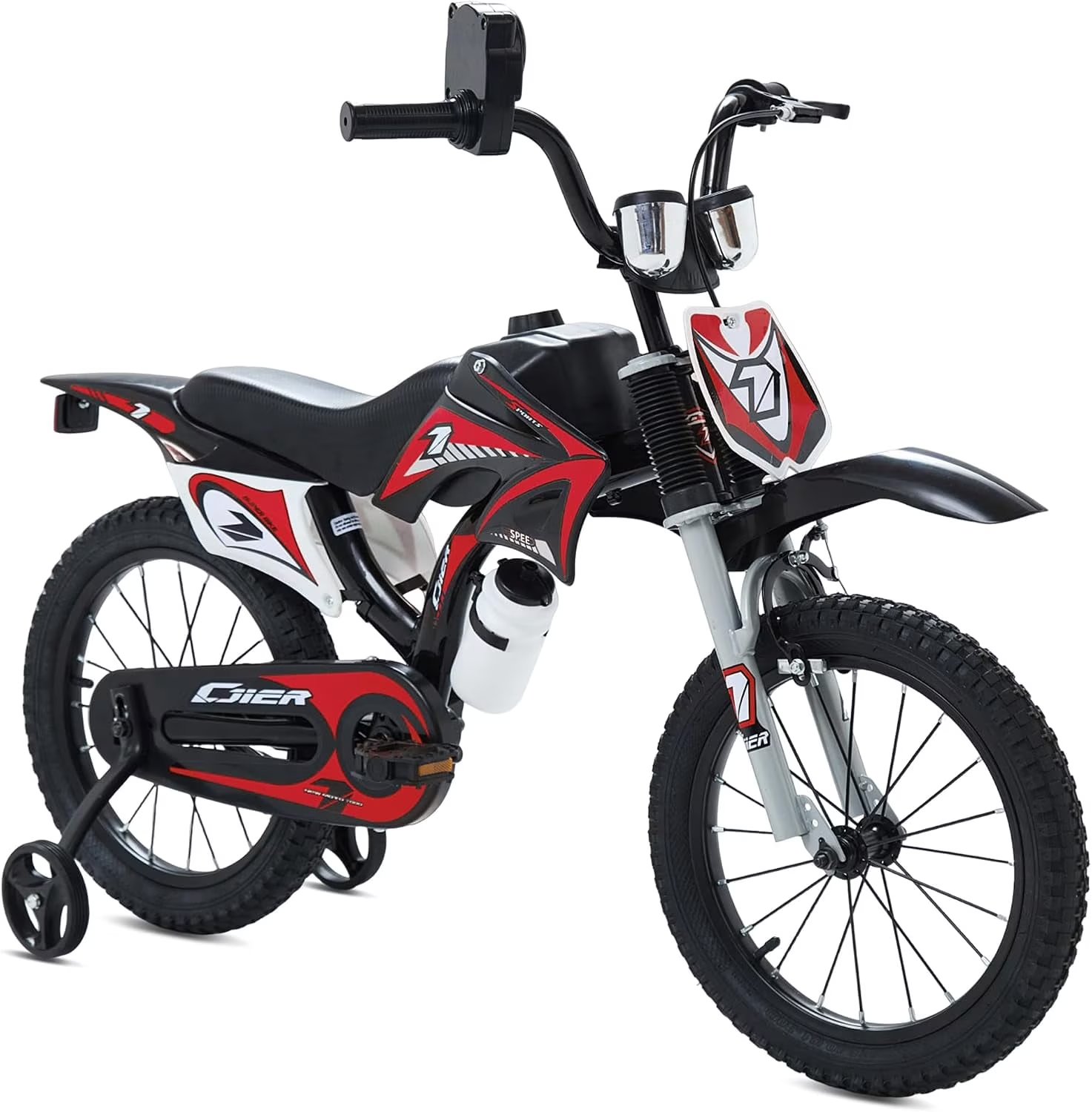 Kids Bike 16 Inch Motocross Style Training Wheels Horn Number Plate Dashboard