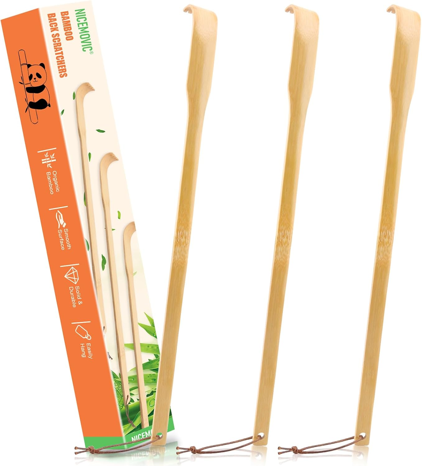 3 Pack Wooden Bamboo Back Scratcher for Men Women Adults, Funny Small Gifts for Elderly Men Women Him Her, Stocking Stuffers, 16.5 Inch Back Scratcher Long Handle, Birthday Christmas Gifts