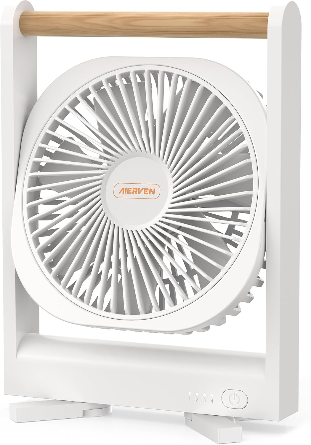 Magnetic Cruise Fan, 13 Oz Ultra-Slim Portable Fan for Cruise Ship Cabin, USB-C Rechargeable & Plug-In, 4 Speeds, Quiet 7-Blade Travel Fan with Adjustable Wood-Look Handle, White