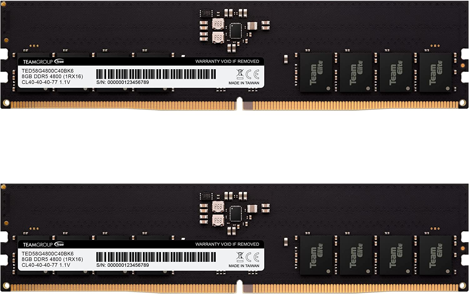 Elite DDR5 16GB Kit (2x8GB) 4800MHz (PC5-38400) CL40 Non-ECC