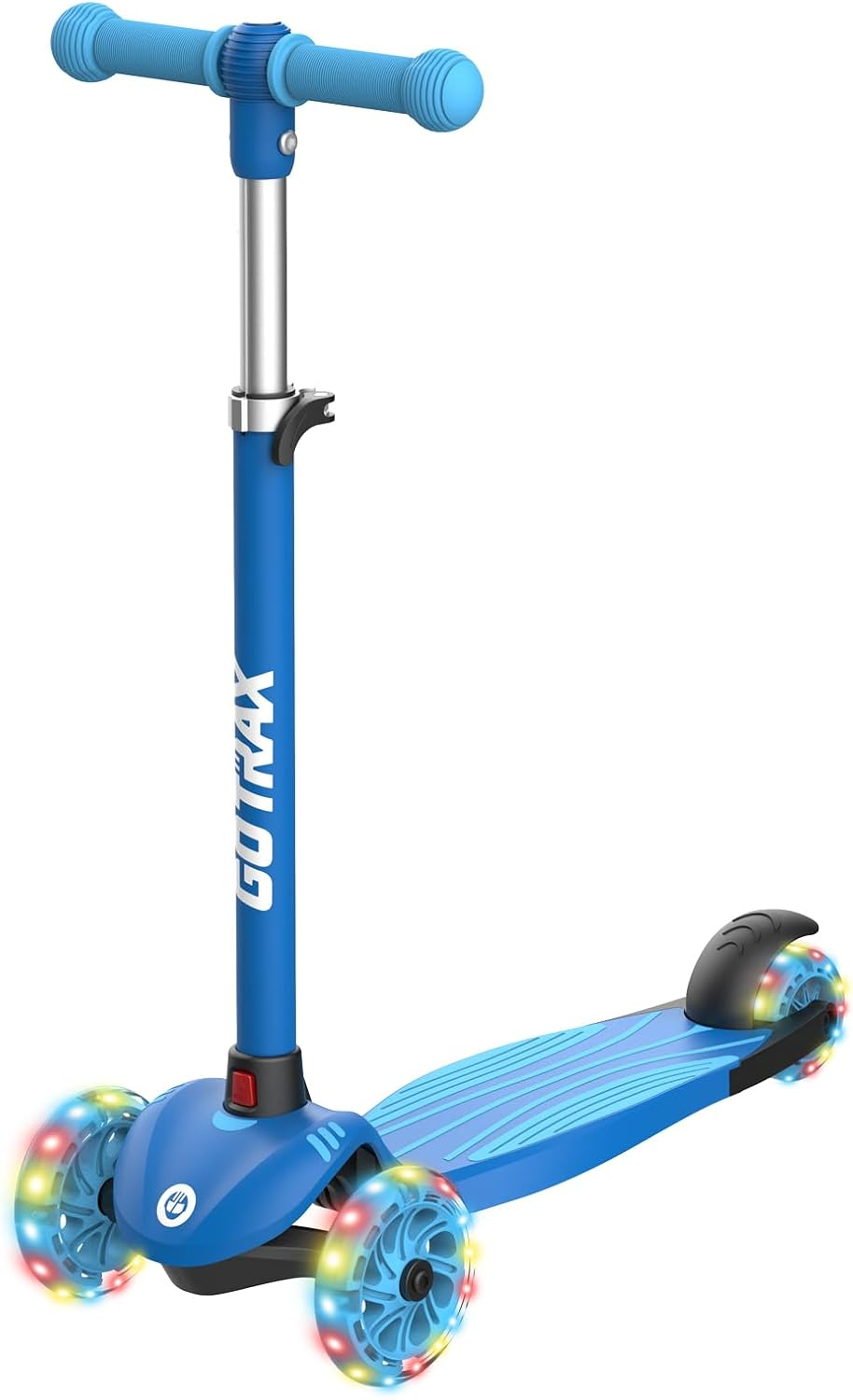 KS1 Kids Kick Scooter, LED Lighted Wheels and 3 Adjustable Height Handlebars, Lean-To-Steer & Widen Anti-Slip Deck, 3 Wheel Scooter for Boys & Girls Ages 2-8 and up to 110 Lbs