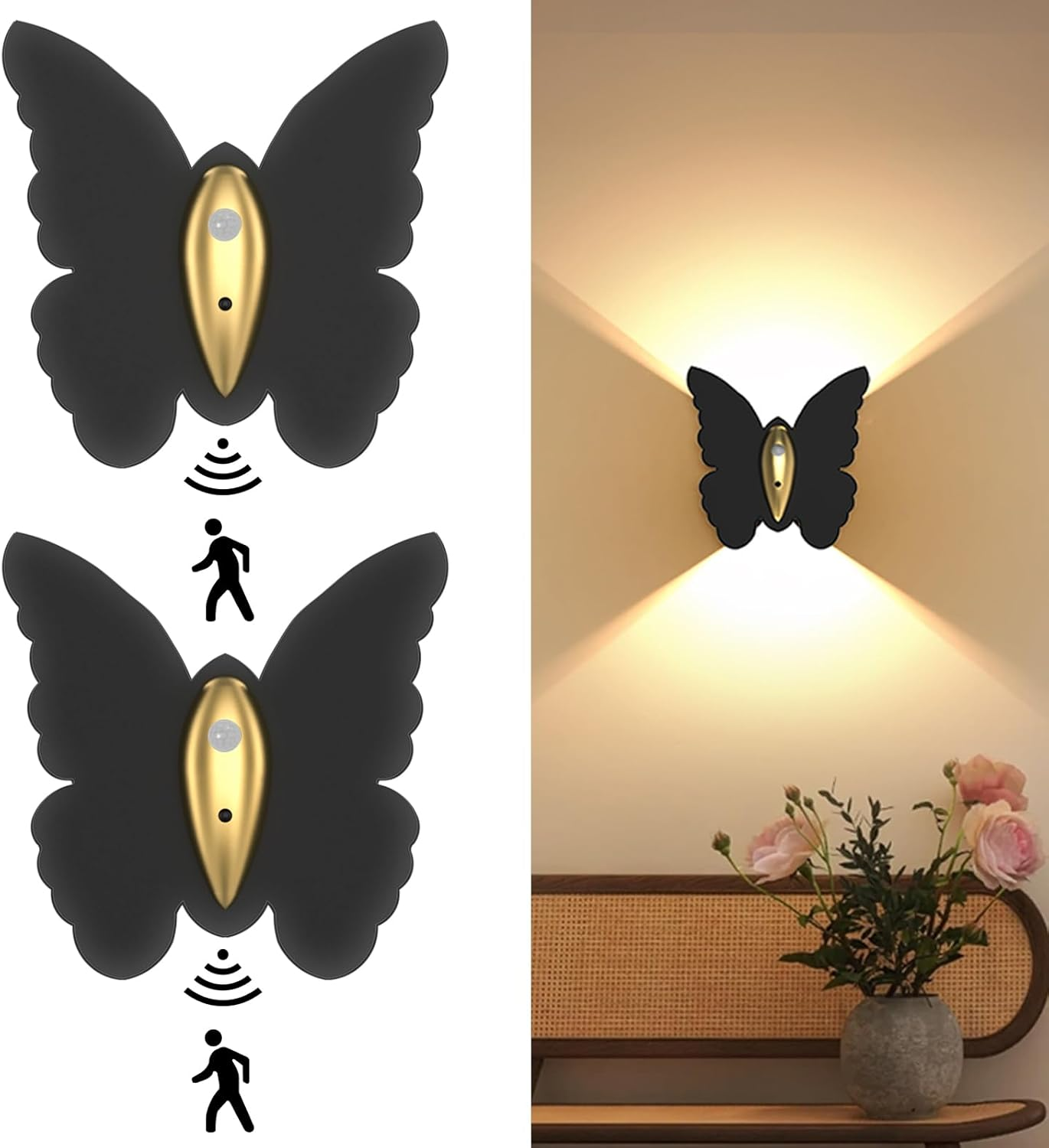 Battery Operated Wall Sconce Set of 2: 5000Mah Rechargeable Motion Sensor Night Light Wireless Wall Sconces Magnetic Closet Lights Stair Light Indoor up and down Wall Lamp for Bedroom Hallway