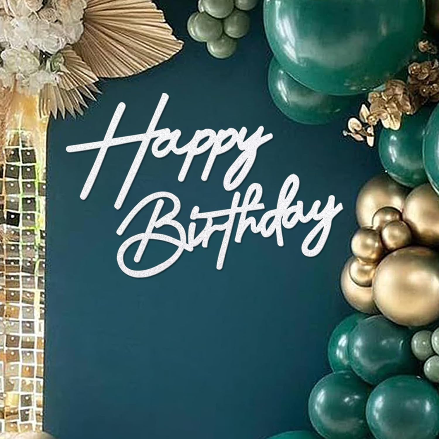 Glitter White Felt Happy Birthday Sign with Dot Glue for Celebrations