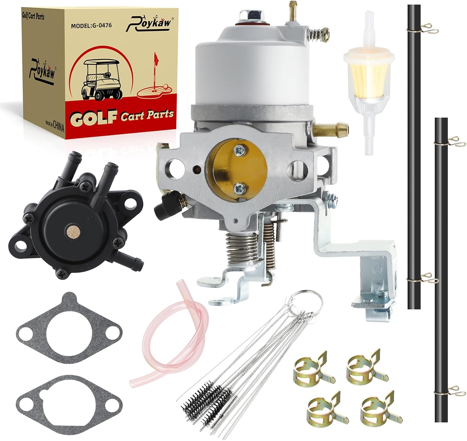 Golf Cart Carburetor Kit Compatible with Yamaha 2003-Up G22-G27 G29 Gas 4-Cycle Drive Engine, Replaces OEM # JR6-14101-00, JR6-14101-01, 13351, 17560, 520-185