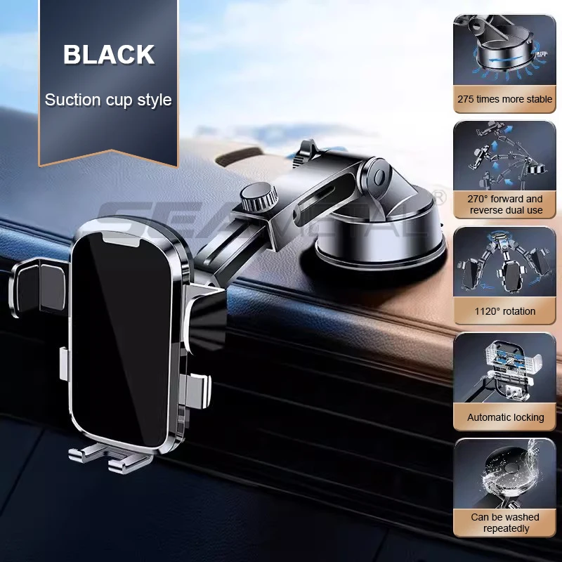 Dashboard Phone Holder for Car Stable Suction Cup Scalable Car Phone Mount 360-Degree Rotation Auto Navigation Holder