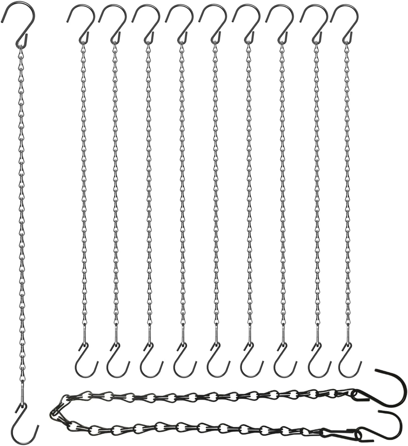 Chain for Hanging Plants, Adjustable Hanging Chain with Hooks, 21 Inch, Black – 10 Pack Heavy Duty for Hanging Bird Feeders,Grow Lights, Potted Plants, Neon Sign, Christmas Wrea