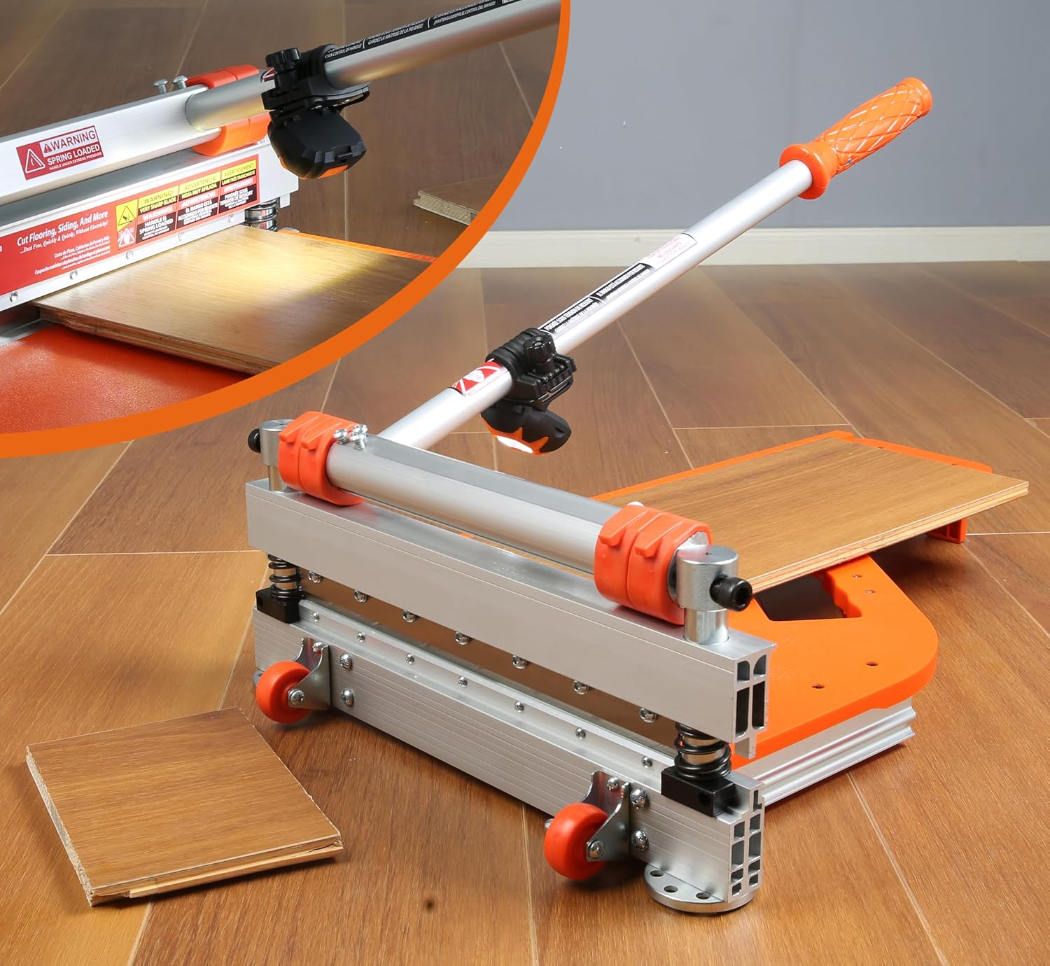 Vinyl Floor Cutter, 13” Vinyl Plank Cutter with Wheels – Easy Angle & Length Cutting, Flooring Tools - Cuts Vinyl Floor, Engineered Wood, LVP, LVT, VCT, SPC, WPC, HSS Blade/Led Light