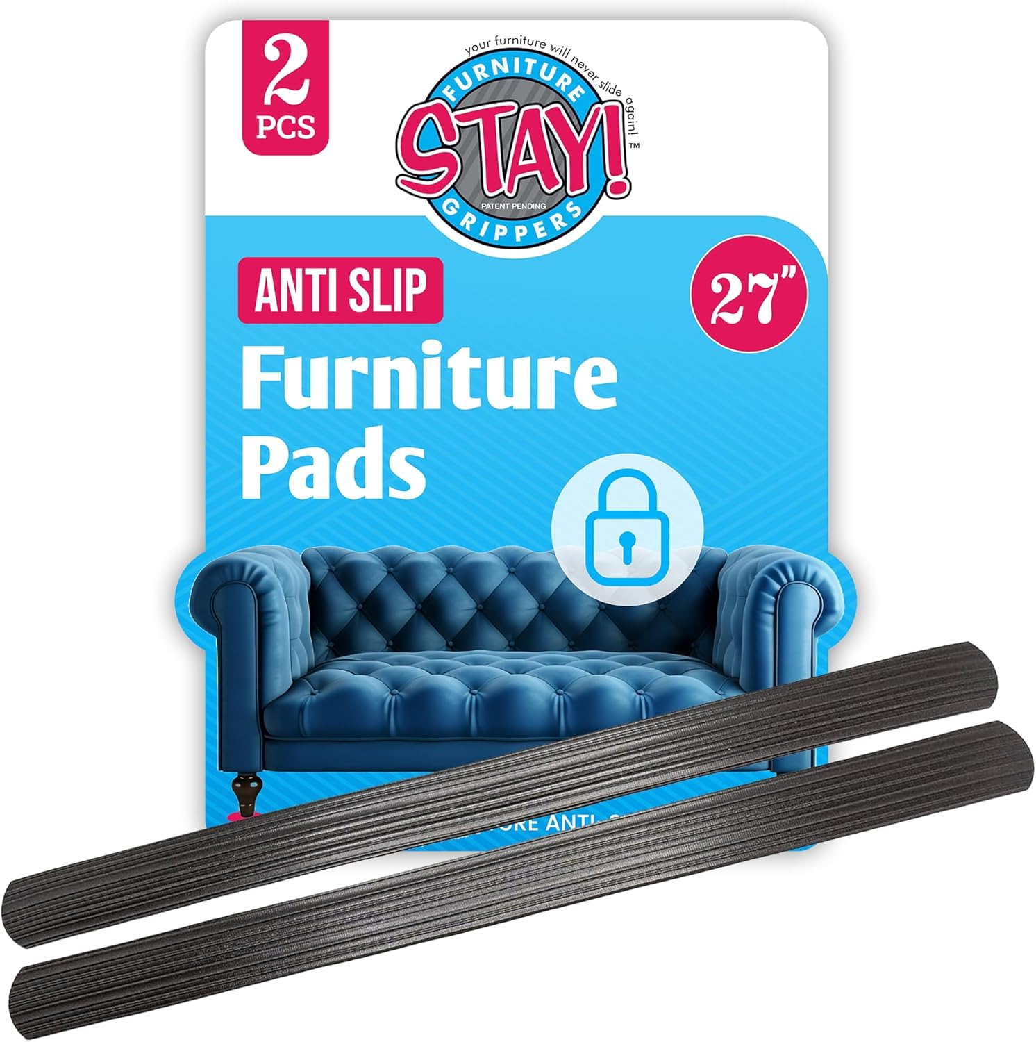 4-Piece Anti-Slip Furniture Pads - Rubber Chair Floor Protectors For Hardwood Floors, Recliners & Couches