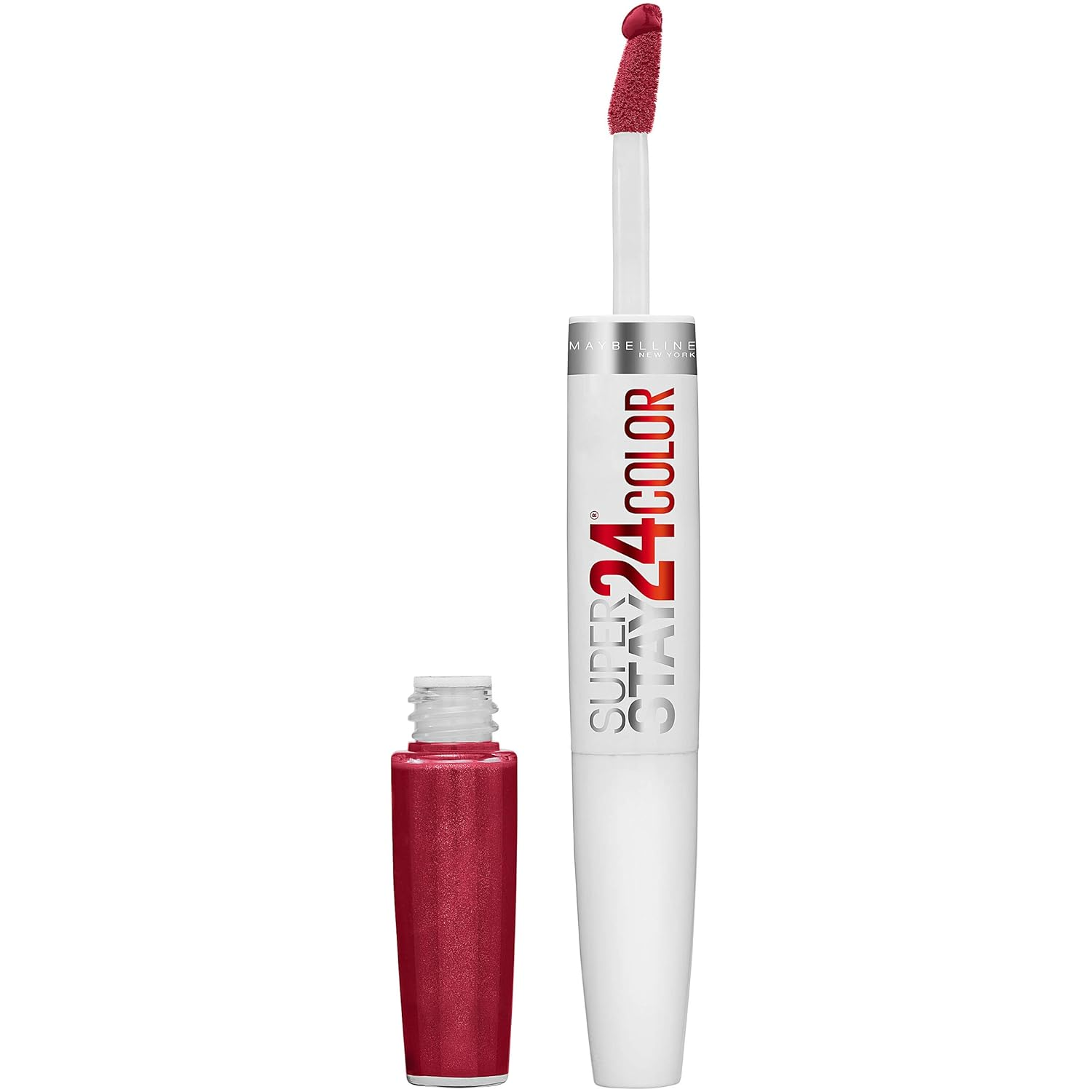 Super Stay 24, 2-Step Liquid Lipstick Makeup, Long Lasting Highly Pigmented Color with Moisturizing Balm, All Day Cherry, Red, 1 Count