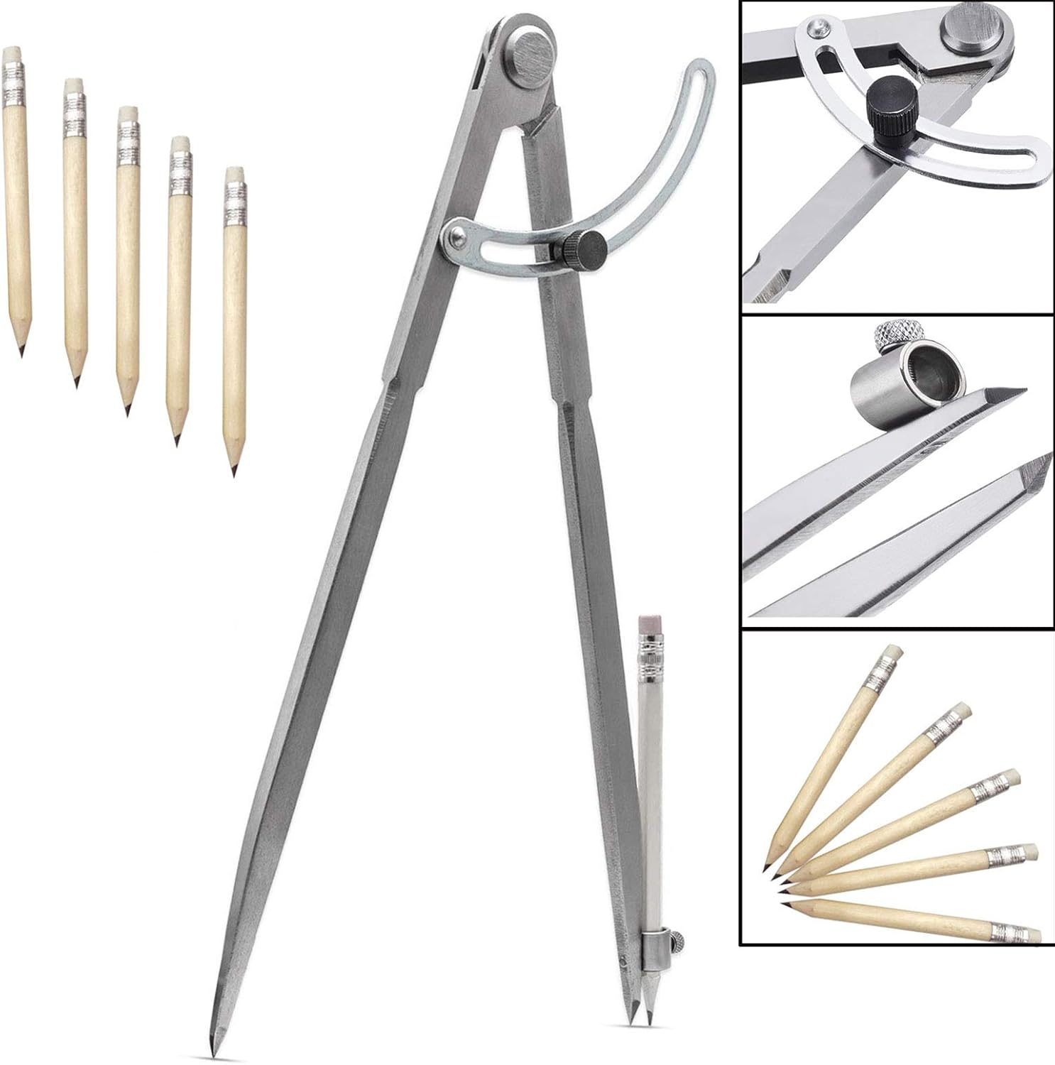 12 Inch Large Adjustable Pencil Marking Compass Circle, Scratch Marking Locking Wing Divider for Drawing Circles, Woodworking, Metalworking, and Leather Work