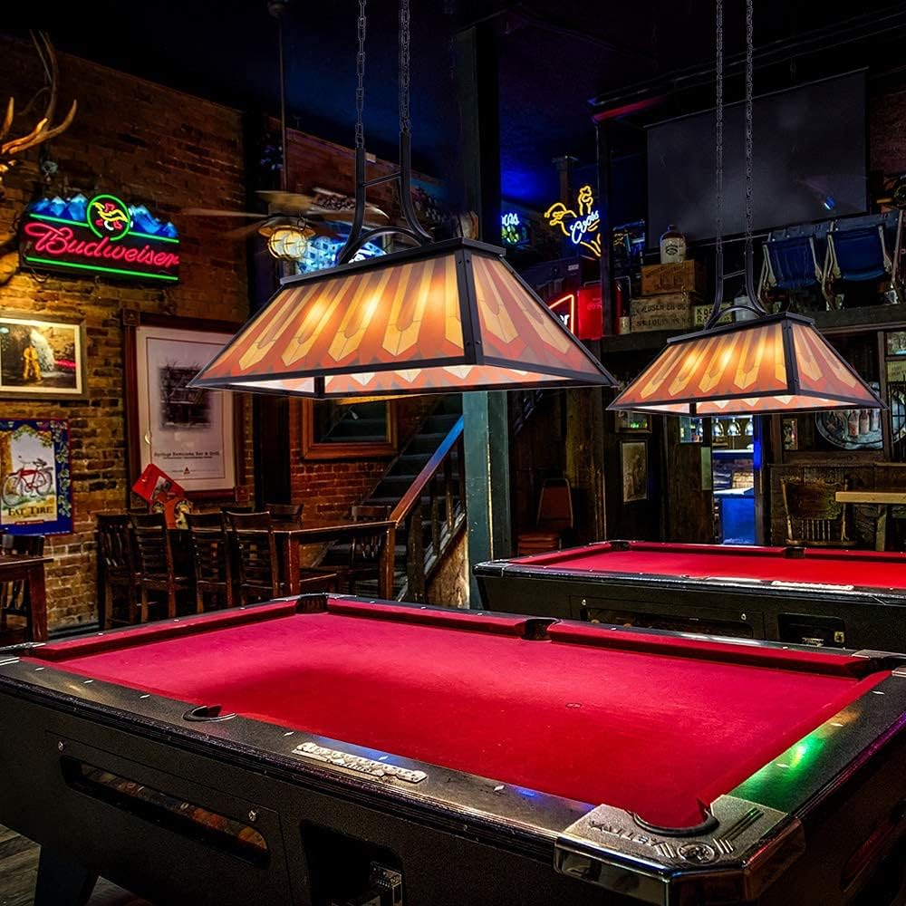 Tiffany Style Pool Table Lamp Hanging, Billiards Light for Game Room 7' 8' 9' Pool Table, 3-Light Vintage Chandelier Lighting Fixture for Snooker Man Cave Club Kitchen Island Bar