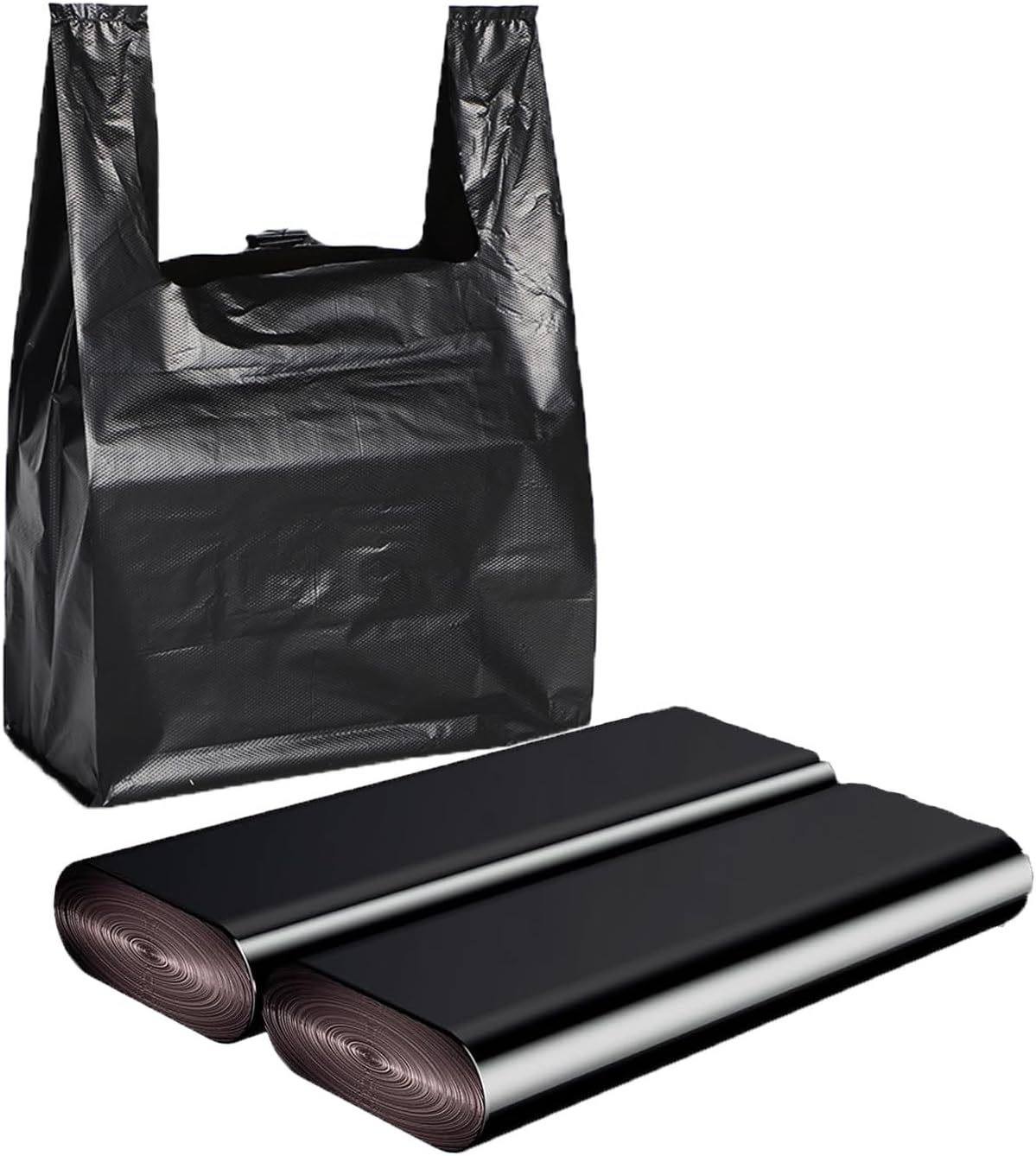 Black Plastic T-shirt Bags 100 Pack 12.6'' x 6.5