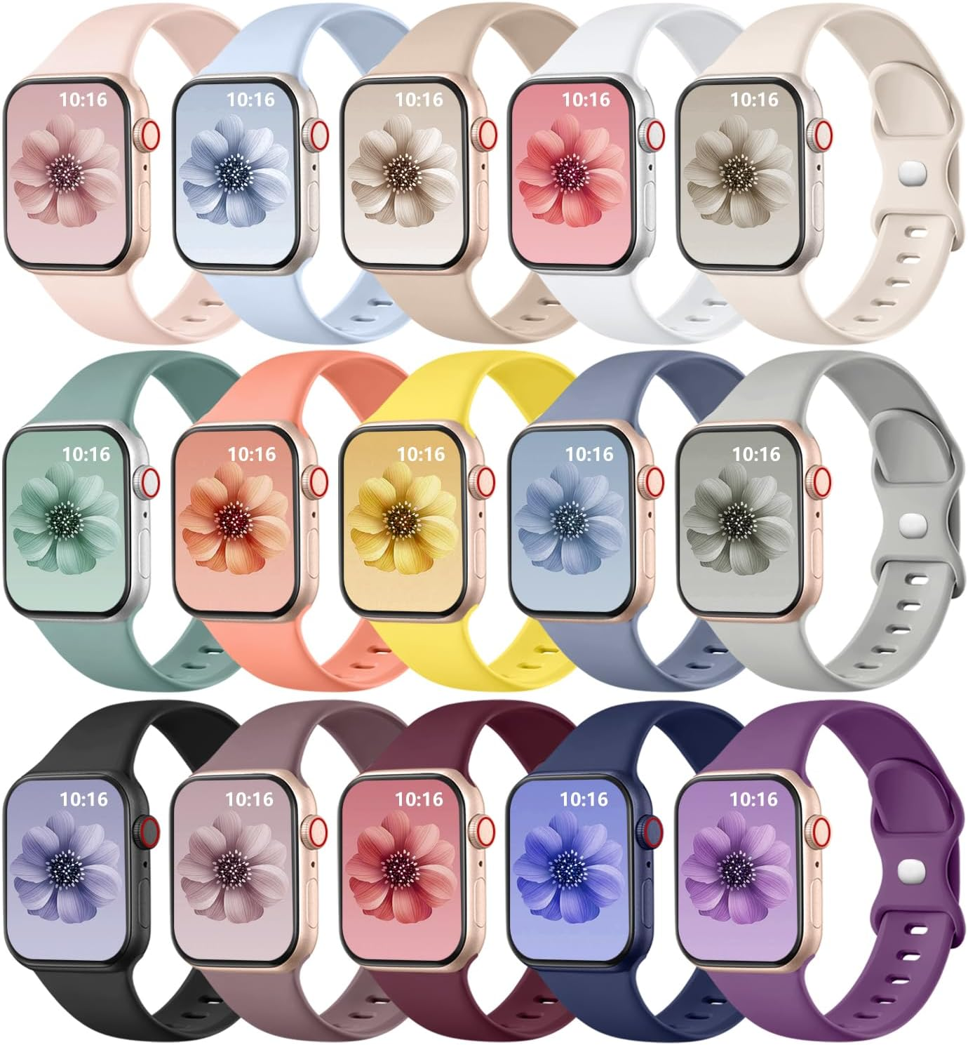 15 Pack Sport Bands Compatible With Apple Watch Women Men Soft Strap Bracelet