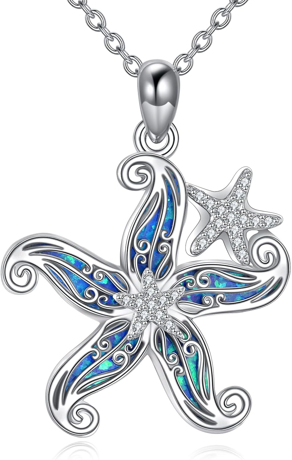 Starfish Necklace for Women 925 Sterling Silver Pendant Ocean Beach Jewelry Gift