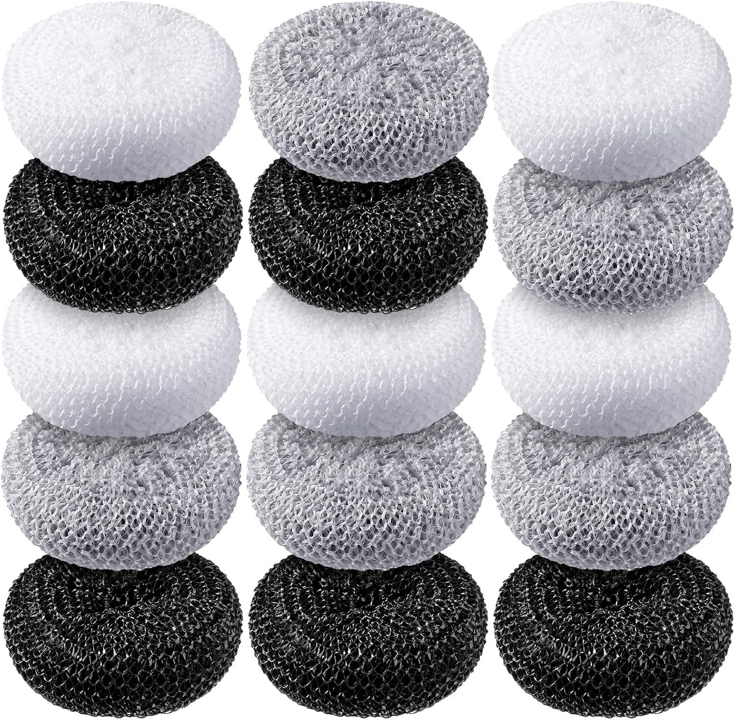 Plastic Dish Scrubbers for Dishes Pot Round Nylon Pad, Mesh Scouring Non Scratch Pads(Simple Colors,15 Pcs)