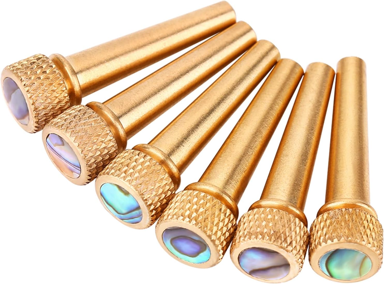 6PCS Guitar Bridge Pins, Brass Bridge Pins Inlaid Abalone Dot Acoustic Guitar Replacement Parts for Acoustic Guitar