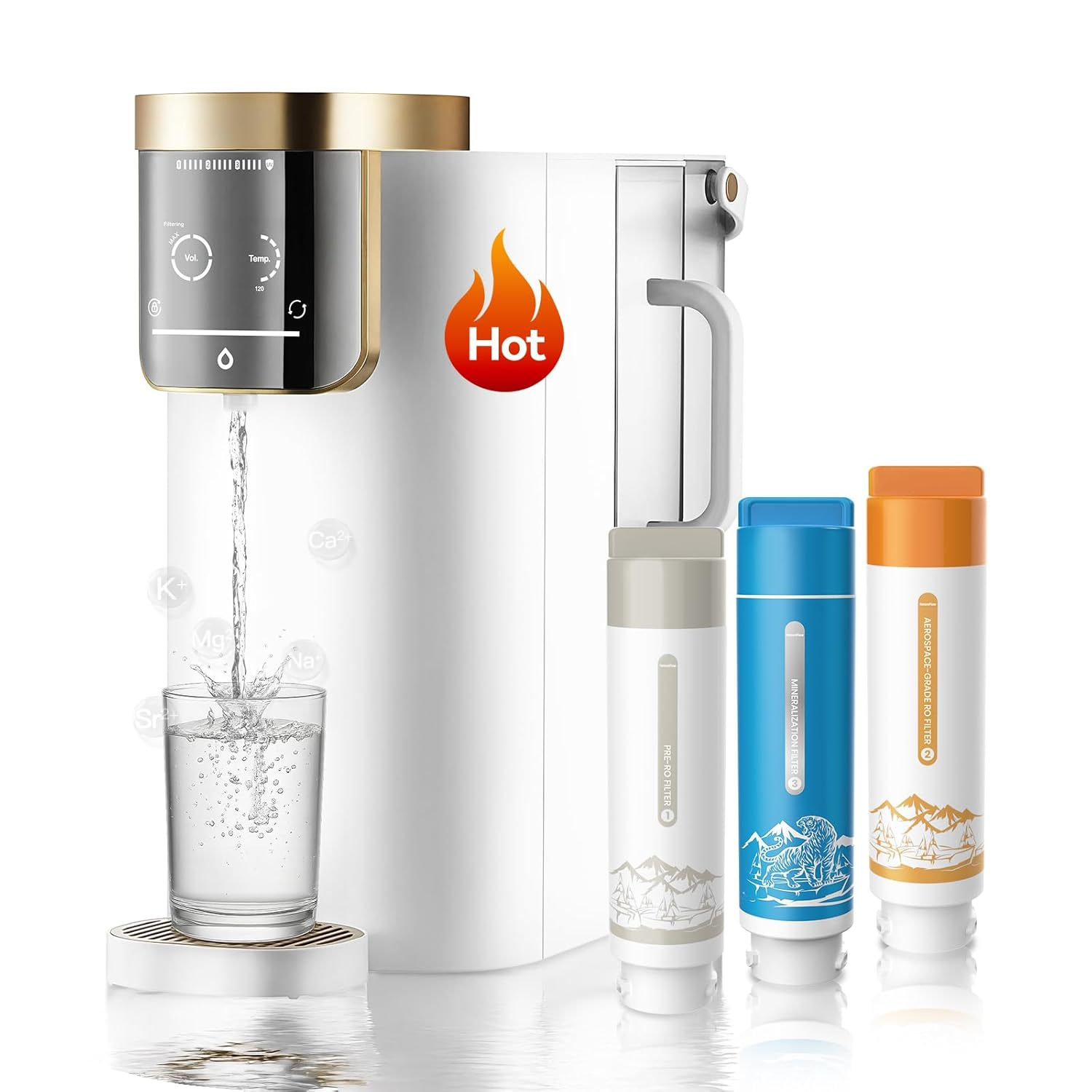 F40-Ac（2Nd Gen） Reverse Osmosis Water Filter Countertop with UV, Natural Remineralization,10-Stage RO Filtrations, 4:1 Pure to Drain, Ph9 Alkaline Water Purifier,Bpa Free,Nsf/Ansi/Ul/Fda