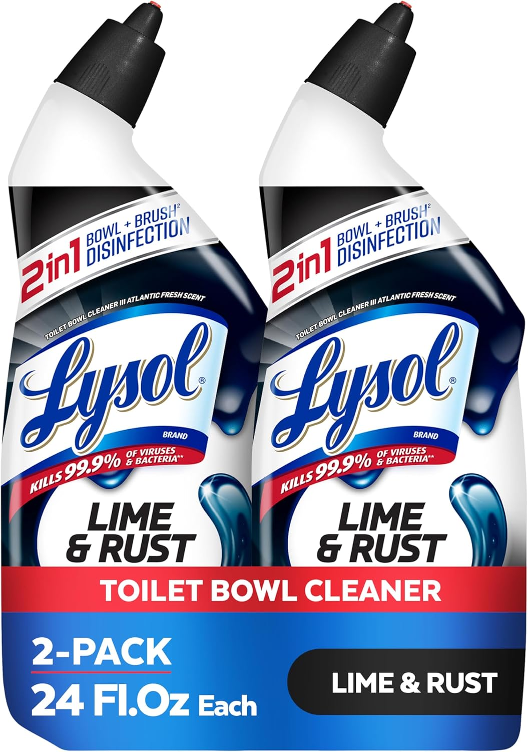 Lysol Toilet Bowl Cleaner Clinging Gel, Lime & Rust, 24 Oz, 2 Pack