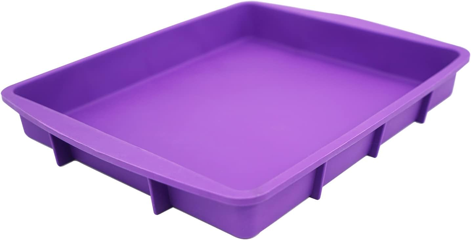 11 X 9.5 Inch Purple Silicone Baking Pan, Safe, Durable, Easy Cleanup, Microwave and Oven Safe
