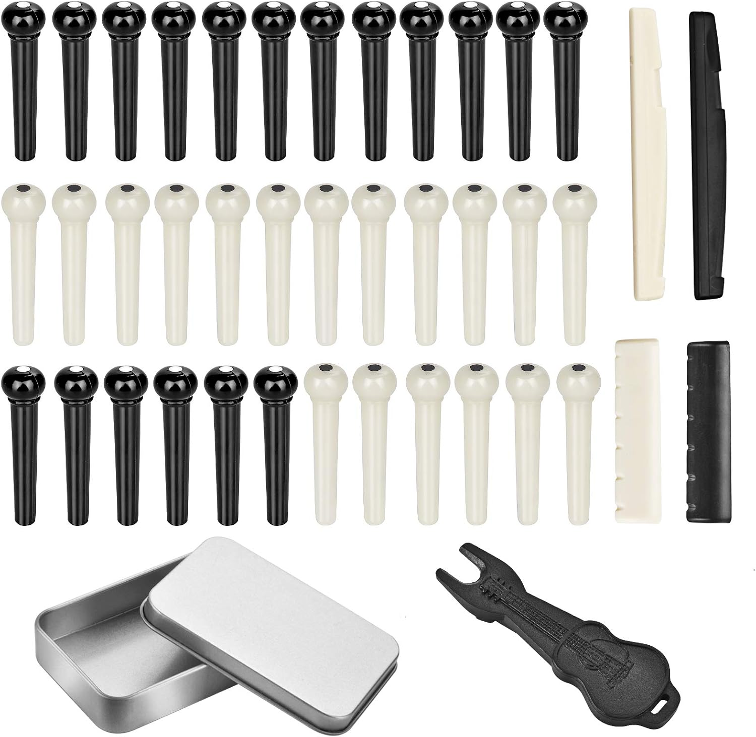 36PCS Acoustic Guitar Bridge Pins Pegs with 2 PCS Guitar Saddle Nut and Bridge P