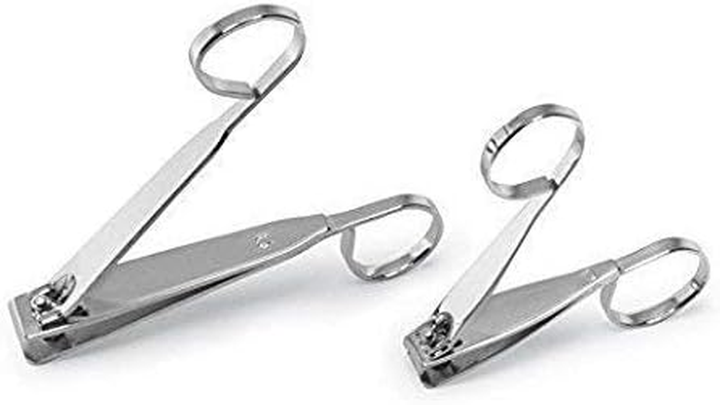 EZ Grip Nail Clipper, Premier Nail Clipper, Scissor Grip Nail Clipper, Sharp Stainless Steel Blade for Finger Nail,Toe Nail Clippers Set for Women and Man, Silver - 2 Pack (Large and Small)