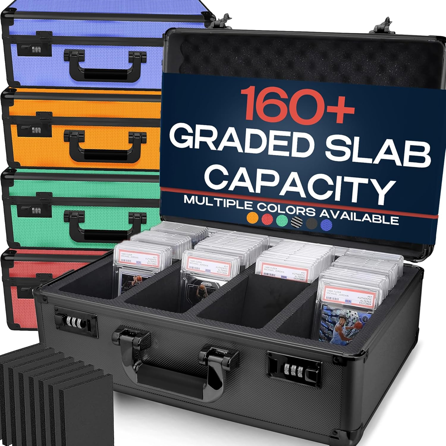 160+ 4 ROW Graded Card Storage Box; Durable Sports, PSA Card Storage Box - Organizer Slab for Your Collection - for Baseball, Football, TCG, MTG Cards - Top Loader Design
