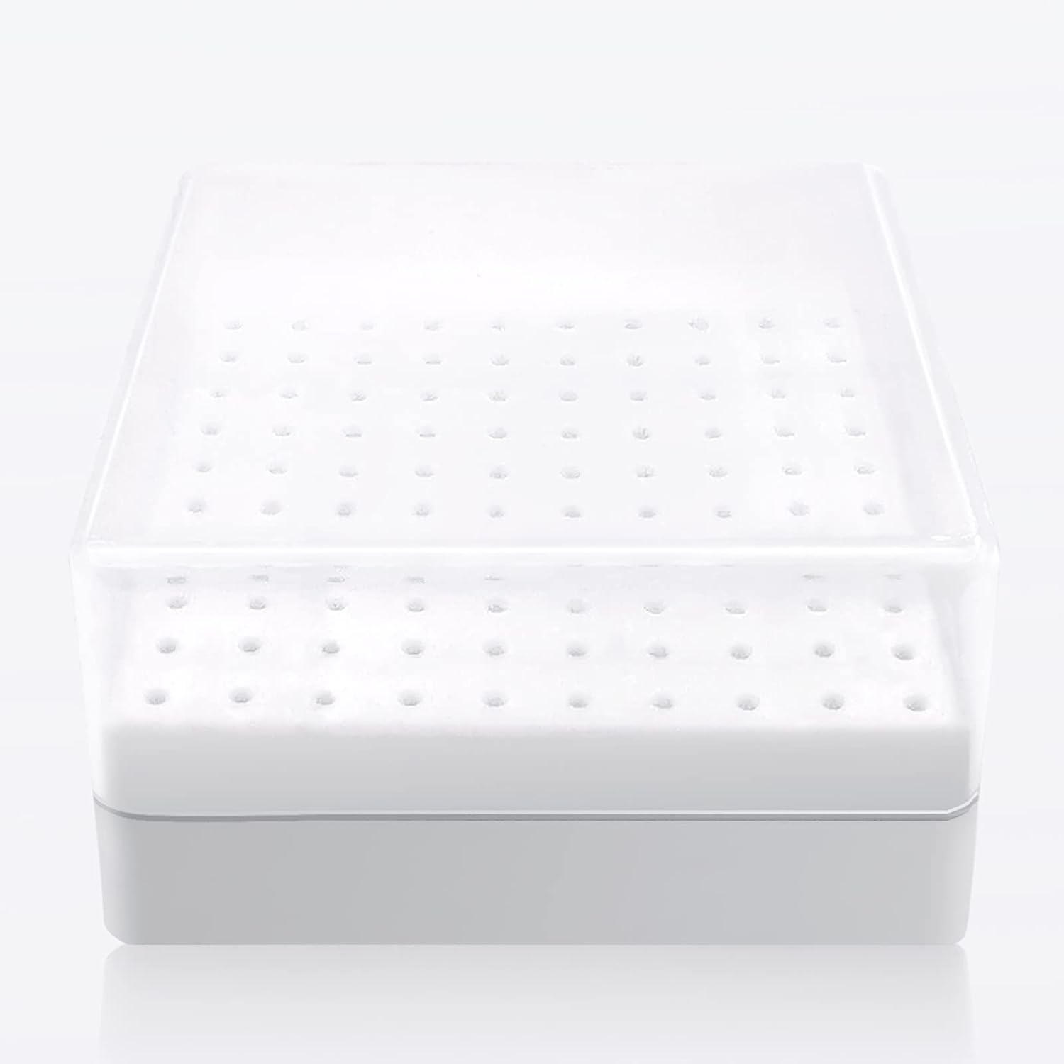 Nail Drill Bits Holder, Nail Organizer Box for Nail Drill Bits, Large Space Container Case for Drill Bits, 100 Holes Dustproof Displayer Box of Nail Supplies for Nail Tech, White