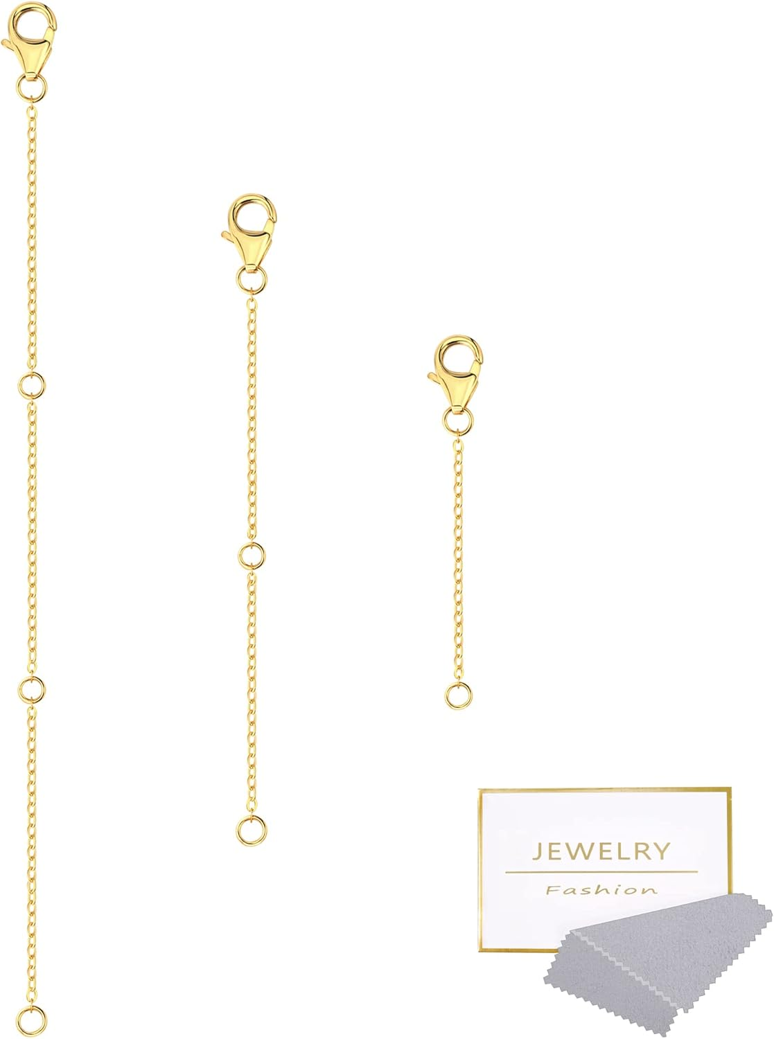 Gold Necklace Extenders,14K Gold Chain Extenders with Lobster Clasp, Durable Plated Solid Brass Necklace Bracelet Anklet Extension Chains(2 4 6 Inches, 3PCS)