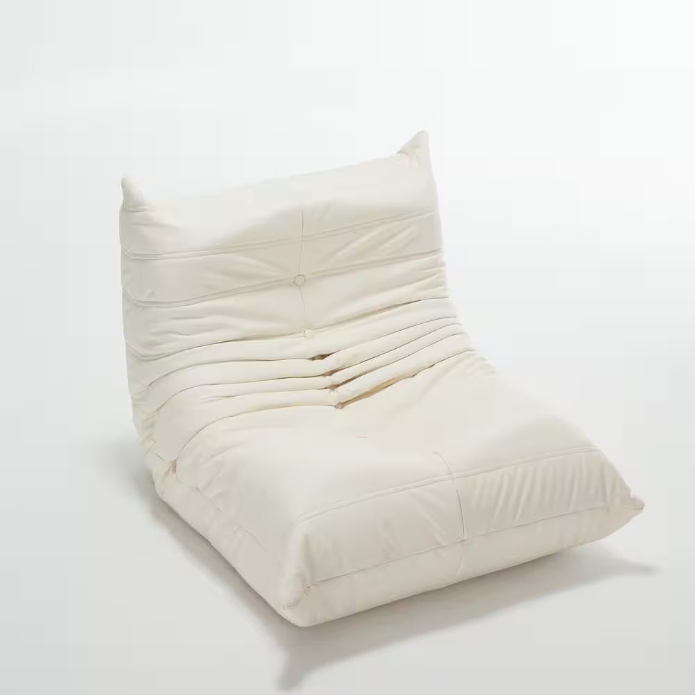 Modern Beige Memory Foam Large Bean Bag Chair Floor Lazy Sofa Couch for Living Room Bedroom Gaming