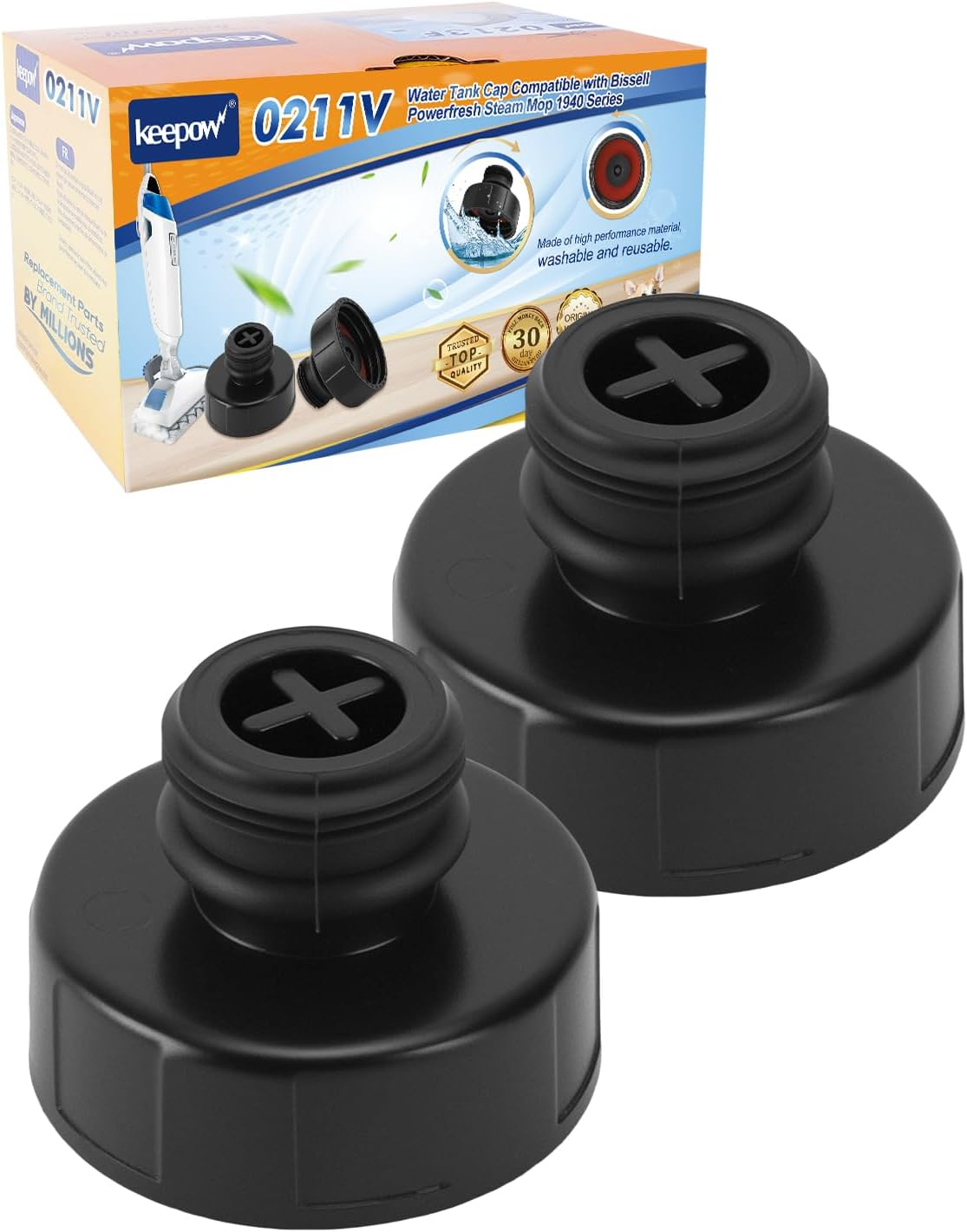 Steam Mop Replacement Parts Compatible with Bissell Powerfresh Steam Mop 1940 Series, Water Tank Caps Replacement, Replaces Part 203-8413 2038413 (2 Pack)