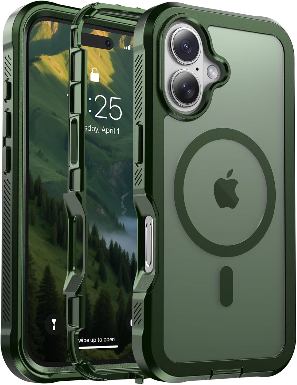 Magnetic for Iphone 17 Case Heavy Duty Protection Army Green