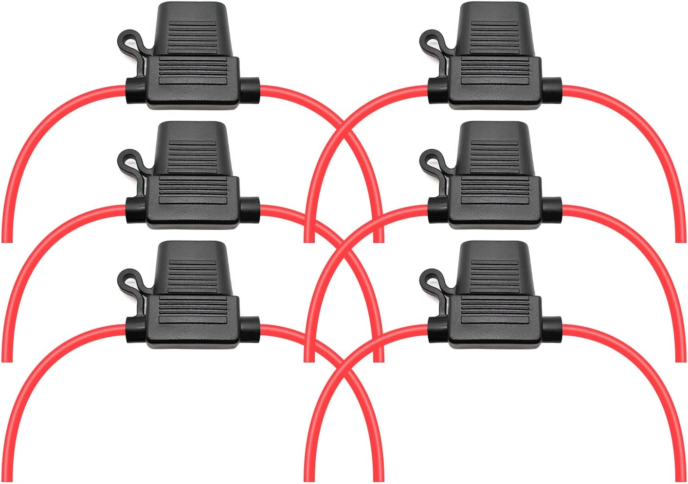 Waterproof Inline Fuse Holder 6 Pack for Standard ATO ATC Medium Blade Car Fuse,