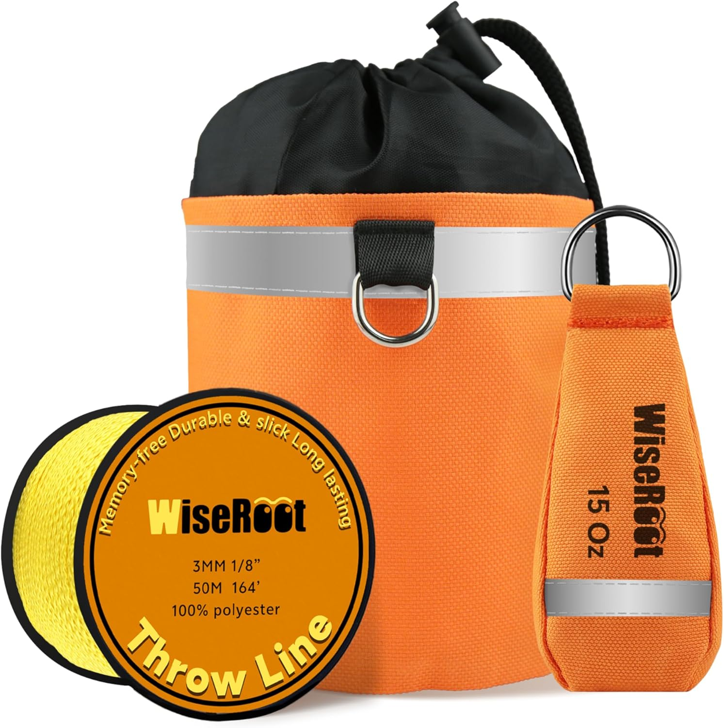 Arborist Throw Line Kit: Ultra Slick Throw Rope & 11/15Oz 900D Throw Weight with Reflective Storage Bag, Arborist Equipment for Tree Work, Climbing, Trimming, High Limb Rigging