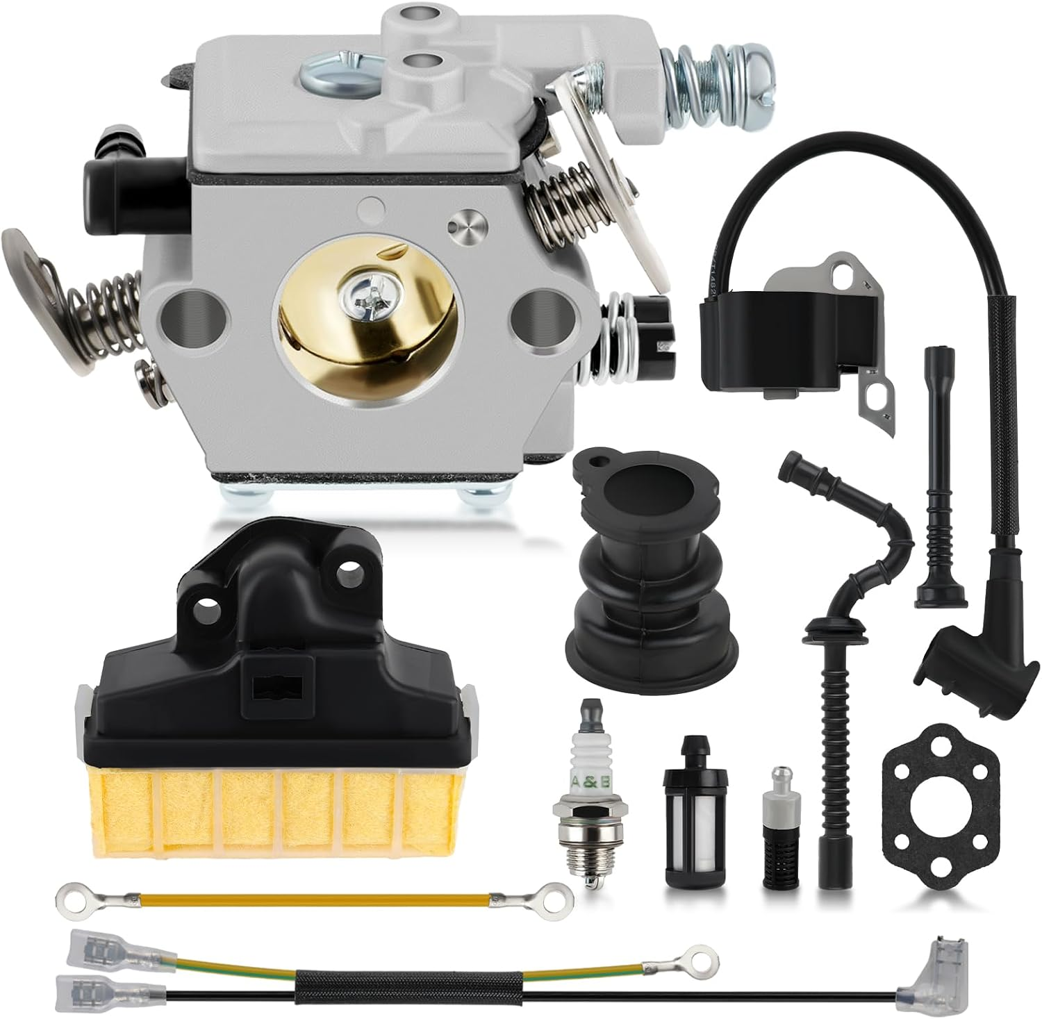 WT-268 Carburetor for Stihl MS210 MS230 MS250 Chainsaw Carb Replace Zama C1Q-S76 with 1123-160-1650 Air Filter 1123-400-1301 Ignition Coil Fuel Line Tune Up Kit