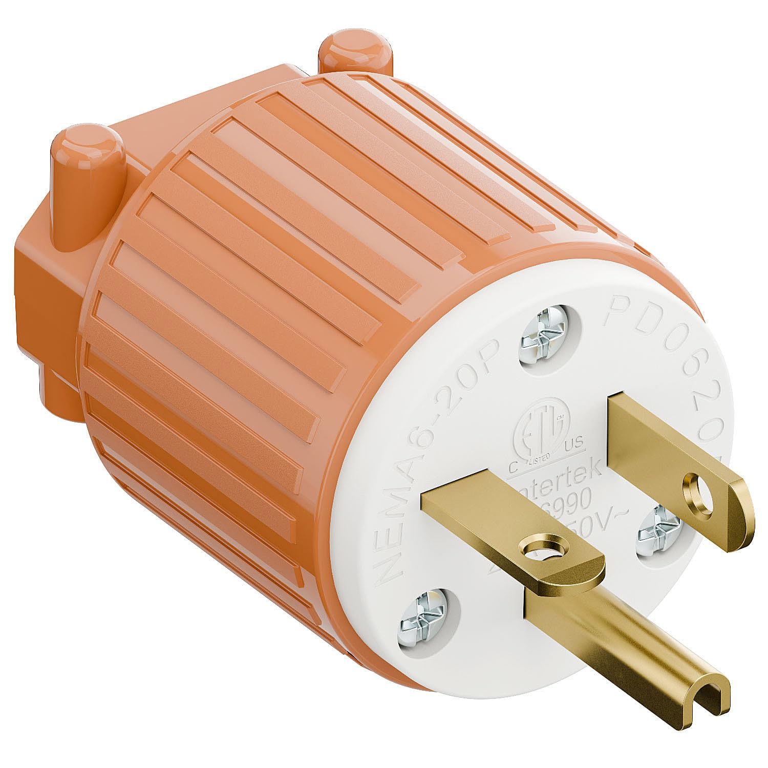 NEMA 6-20P Male Plug, ETL Listed 20AMP/250VOLT,20A Straight DIY Male, Usa/Canada 3-Prong Connector, 20A/250V Plug Household AC Industrial Grade Plugs Orange/White Color