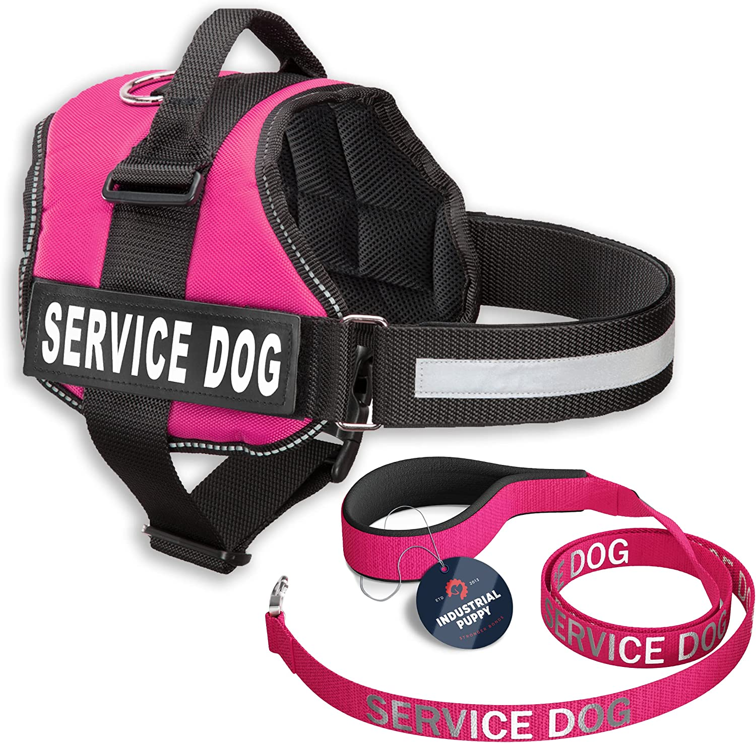 Service Dog Vest with Hook and Loop Straps and Matching Service Dog Leash Set - XL - Harness Features Reflective Patch and Comfortable Mesh Design